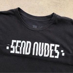 Funny “Send Nudes” Hidden Message Folding Black Shirt - Size Medium